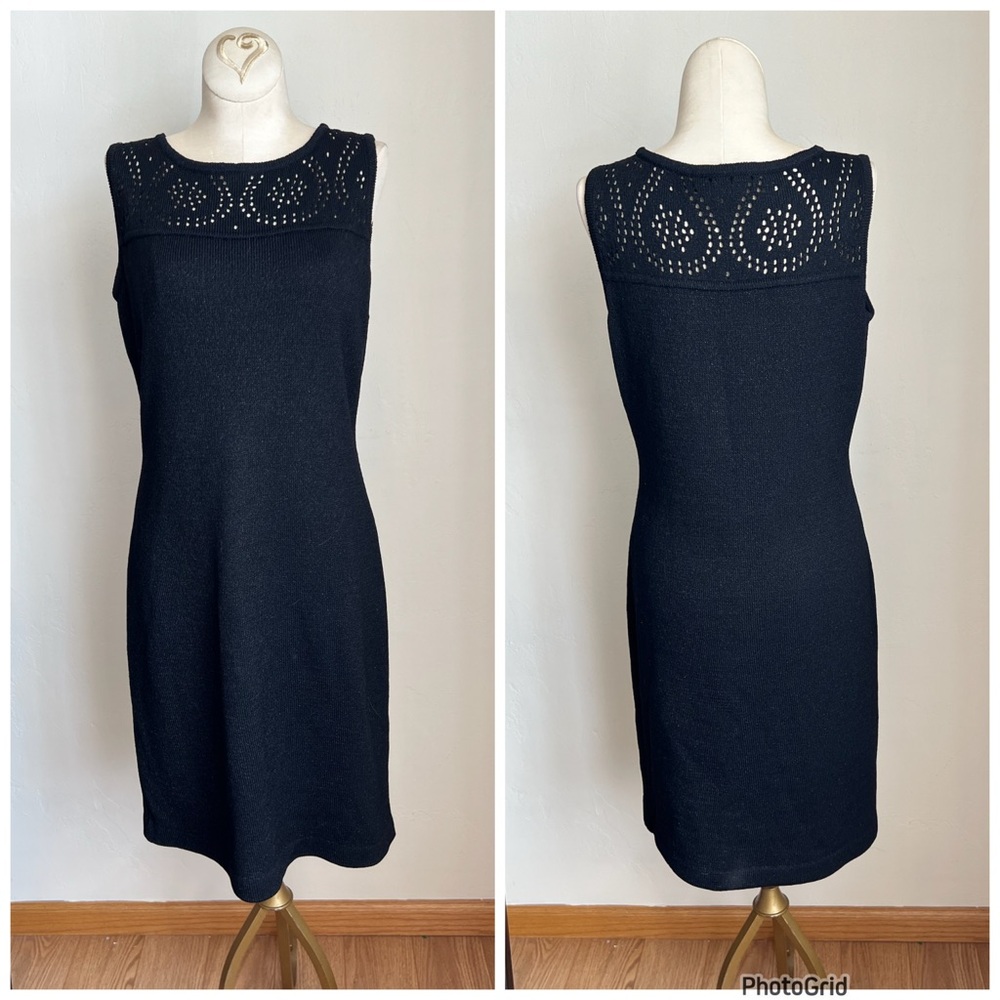 St. John Black Sleeveless Black Shimmer Dress Size 4